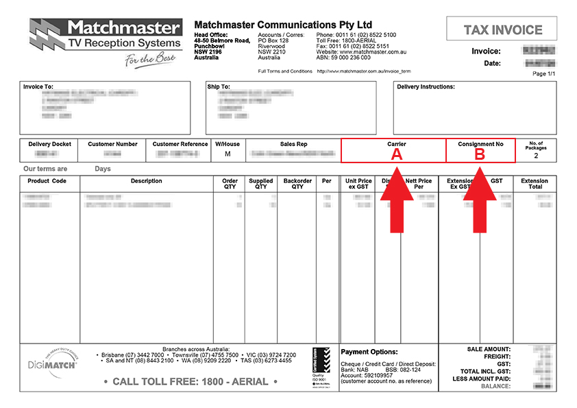 Matchmaster Tax Invoice Example